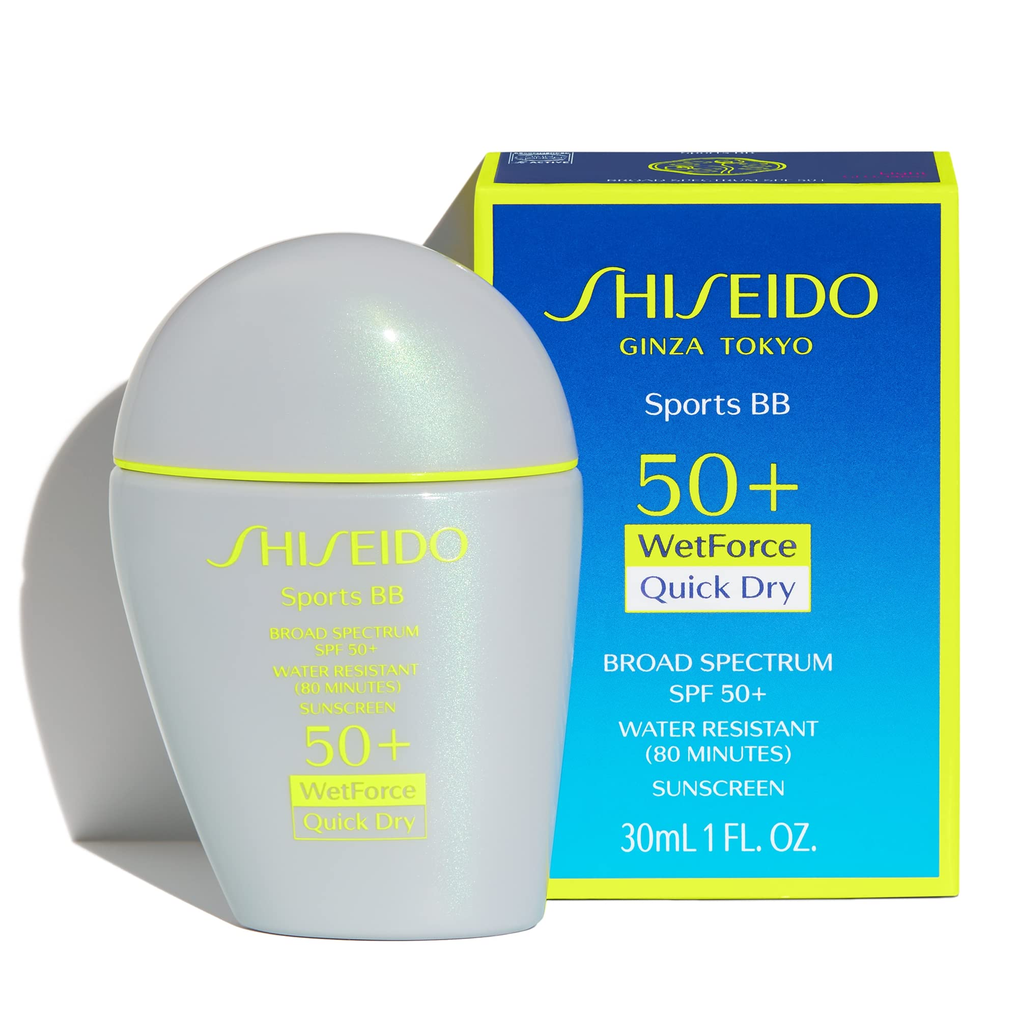 Shiseido cream texture close-up highlighting quick-dry, lightweight coverage