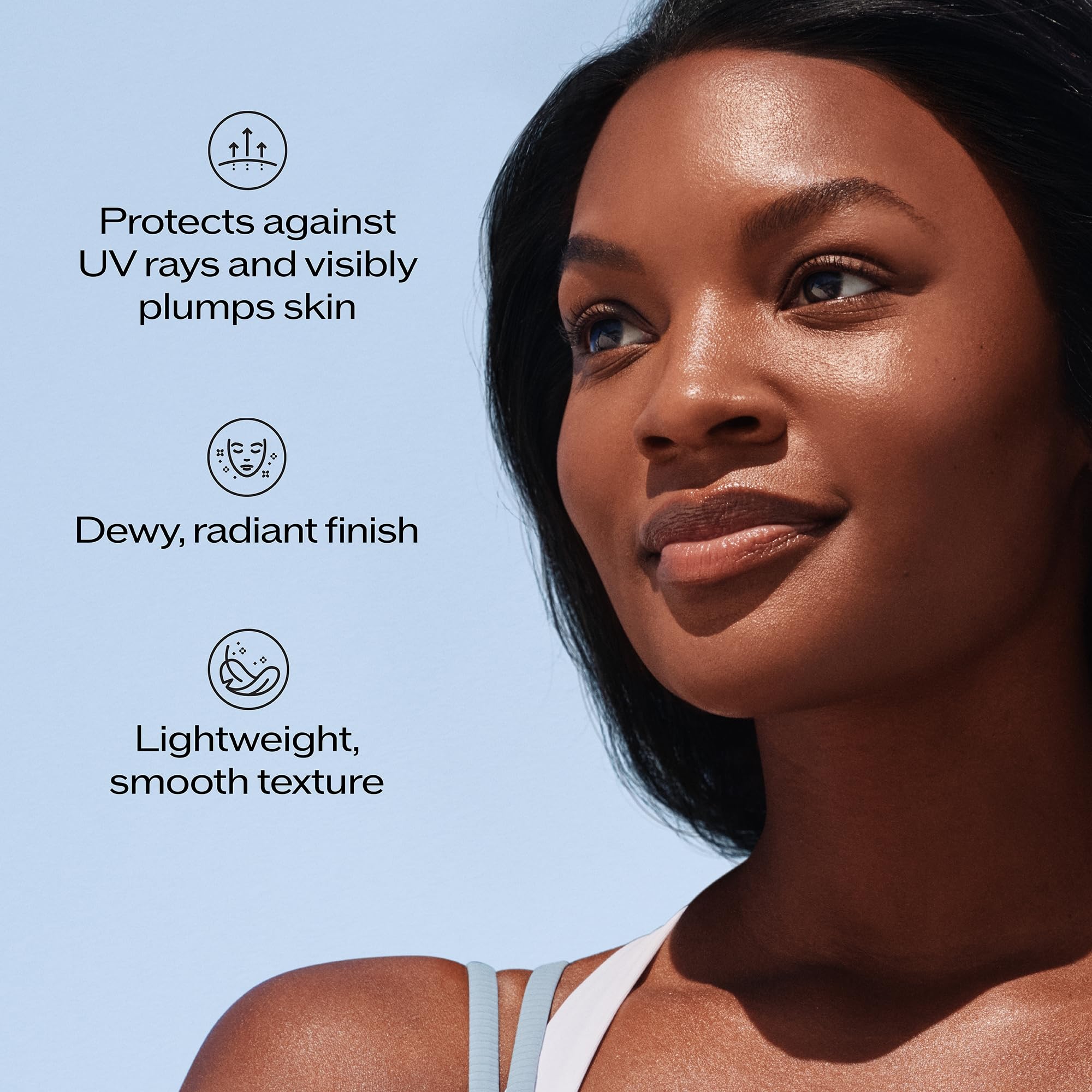 Shiseido sunscreen ingredient label highlighting hyaluronic acid and reef-friendly benefit