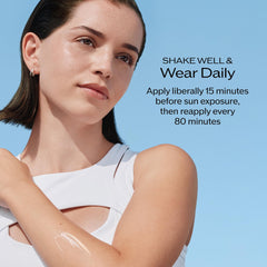 Close view of Shiseido label highlighting active technology and ingredient benefits