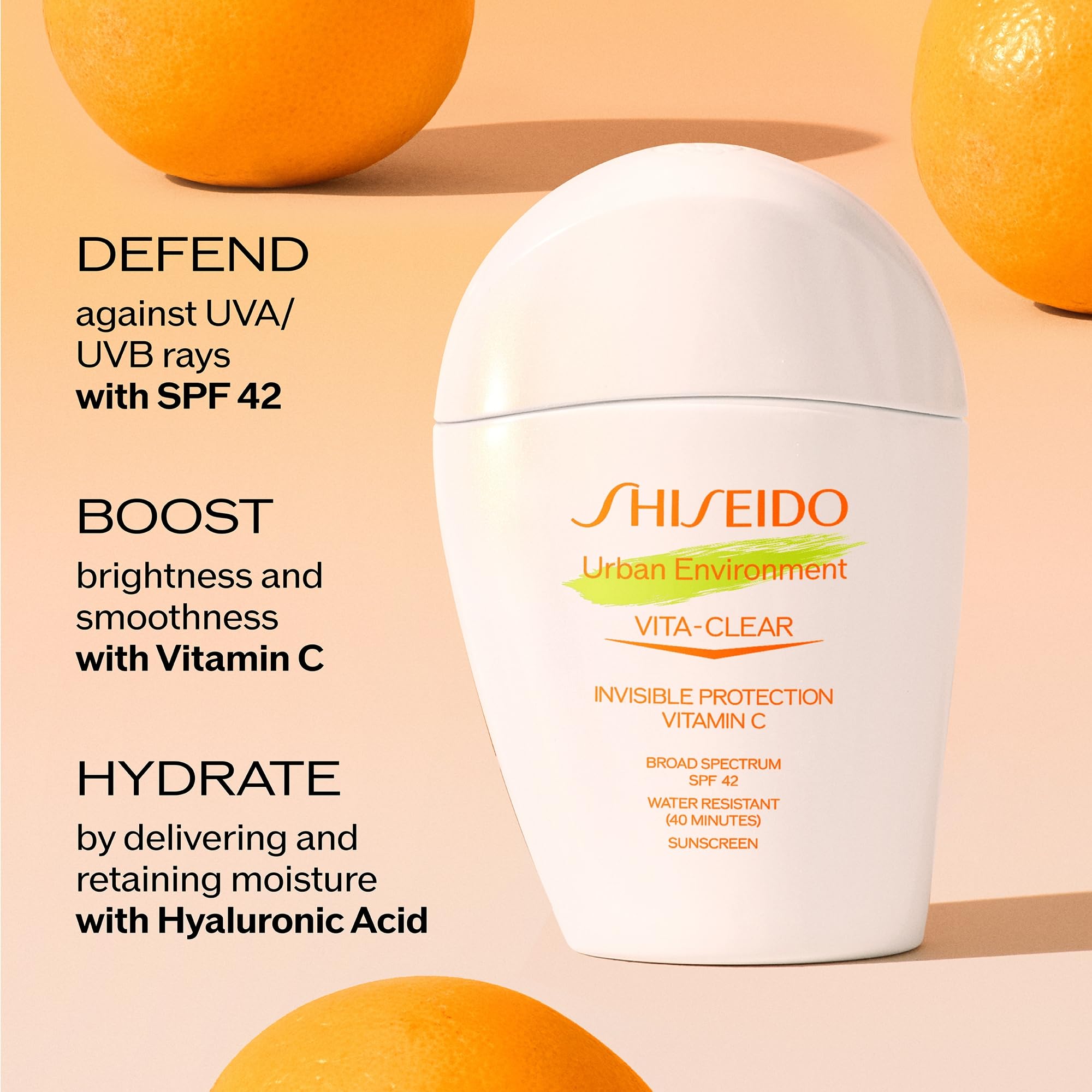 Shiseido ingredient label highlighting vitamin C and hyaluronic acid