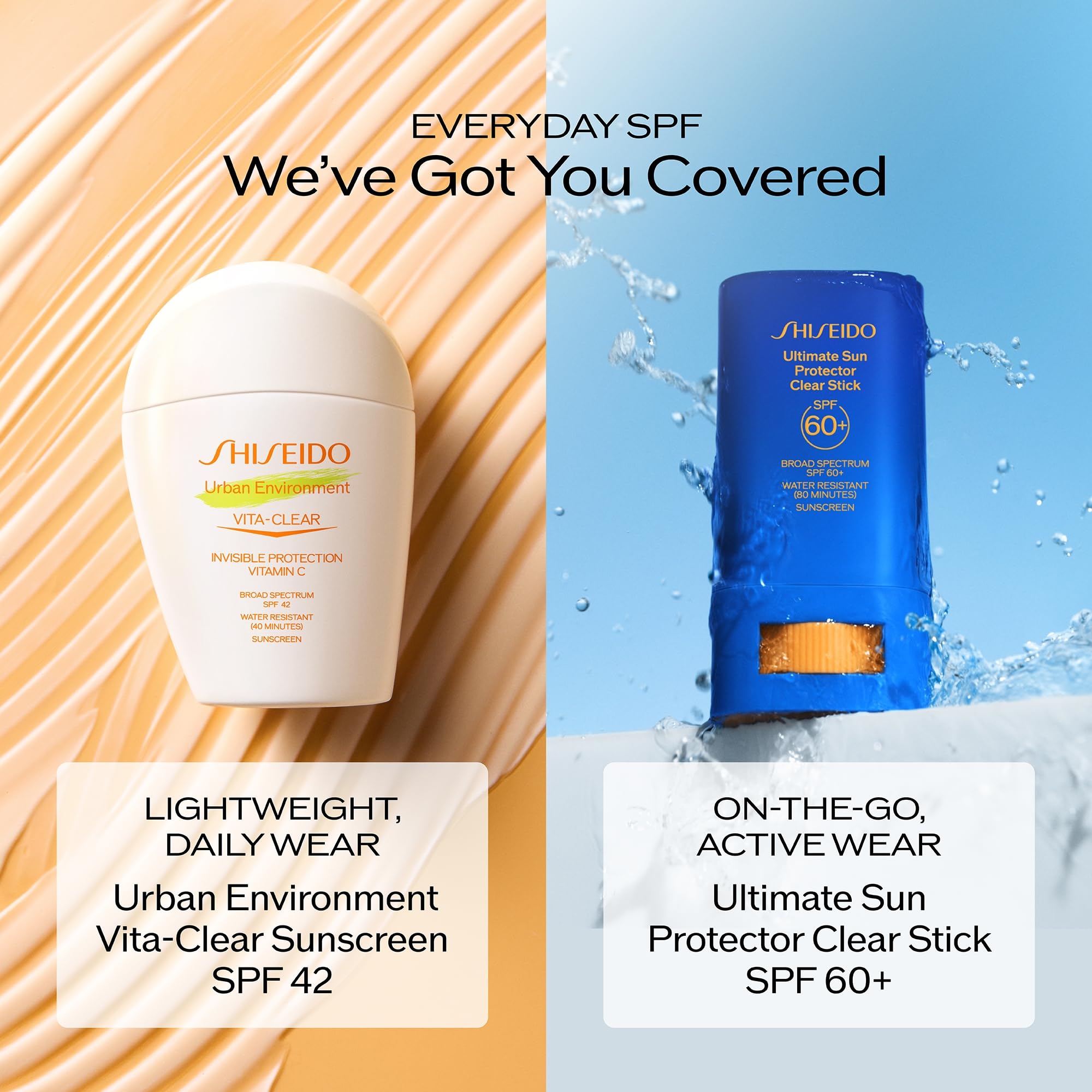 Shiseido 30 mL bottle next to coin illustrating compact travel size
