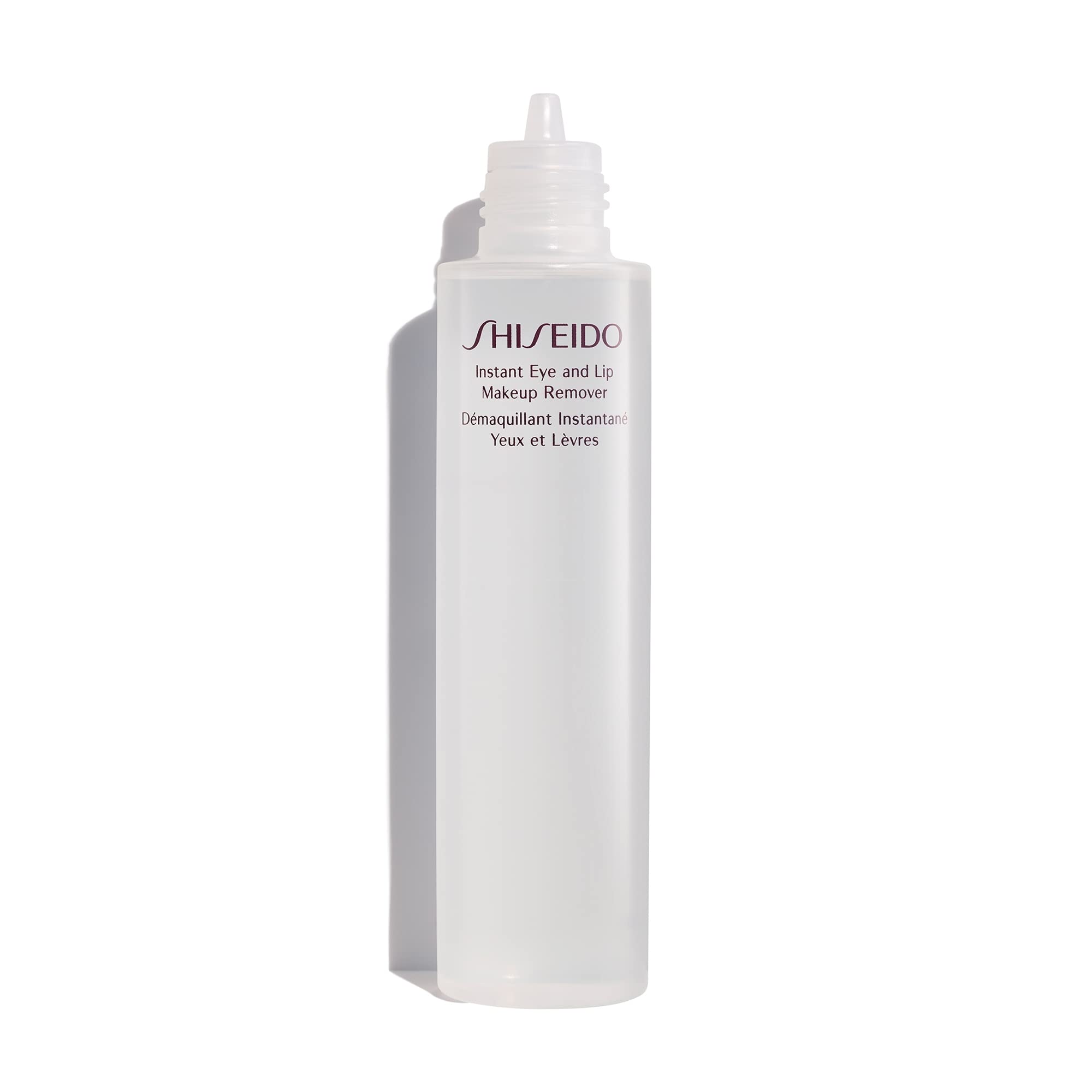 Shiseido remover on cotton pad dissolving waterproof makeup, cleanses without irritation