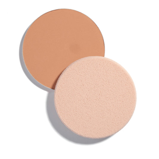 Shiseido refill front view showing compact pan and sponge for convenient touch-ups