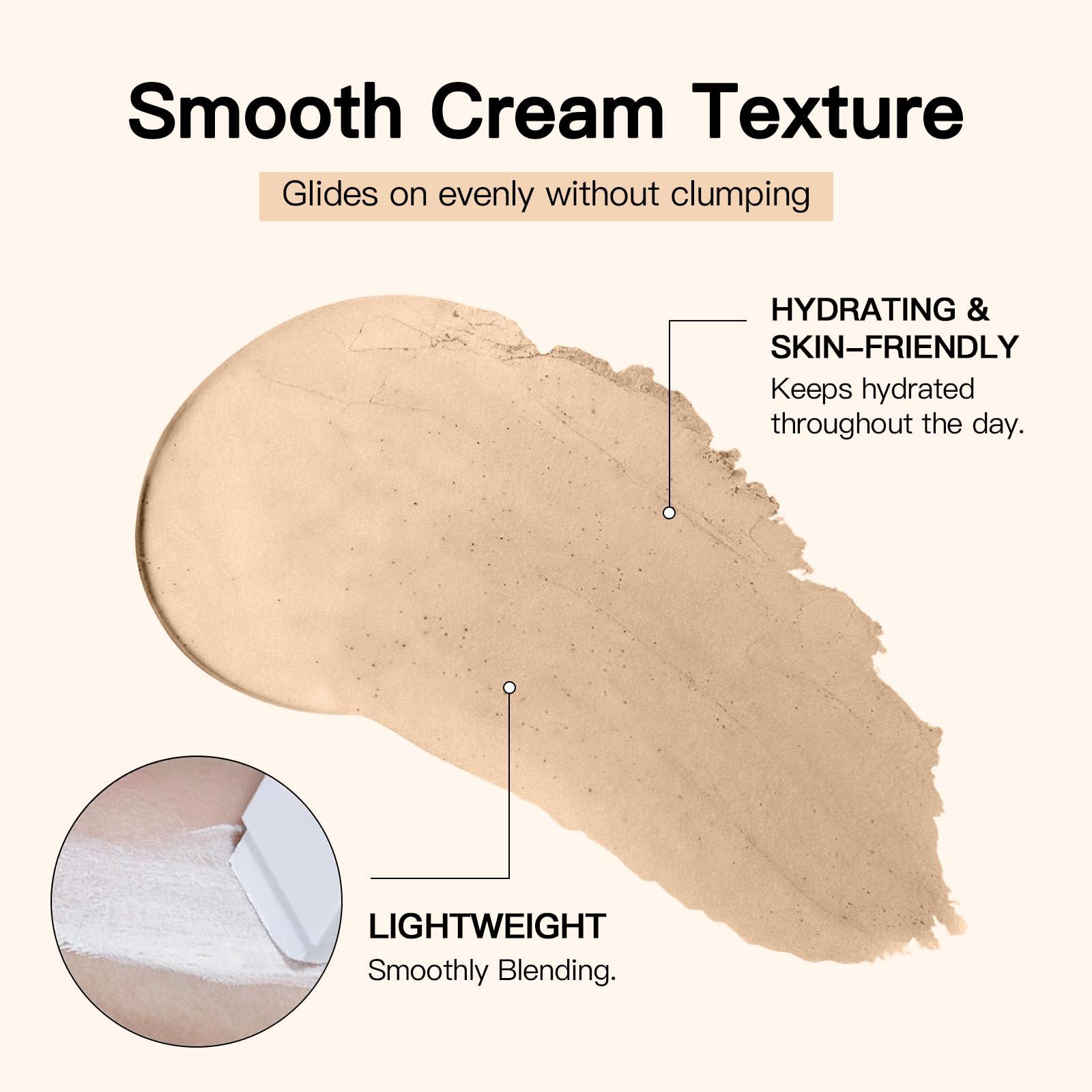 SHLLON foundation applied on hand and blended, showing adaptive color match benefit