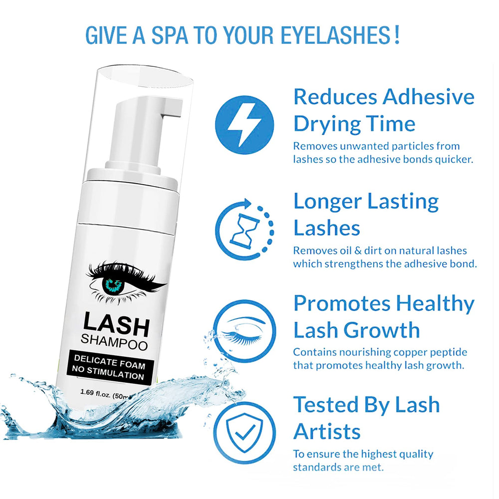 Shmian 50ml foam cleanser bottle for gentle oil-free lash cleaning