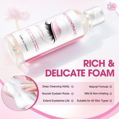 Shmian before-and-after lashes showing cleaner, lighter lashes without residue or irritation