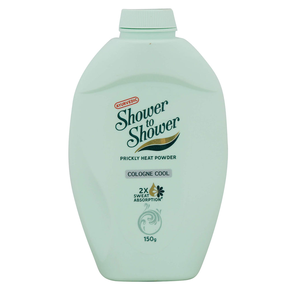 Shower To Shower on bathroom shelf with towel suggesting freshness and everyday grooming benefit