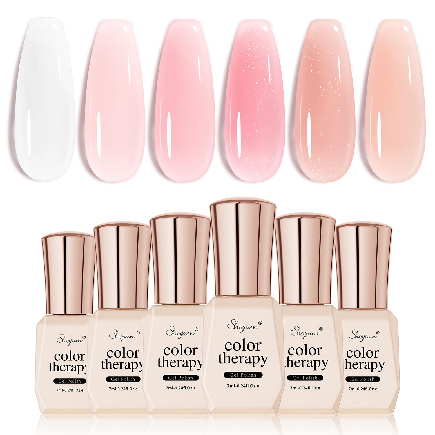 SHOYUM front packaging showing six gel bottles and benefits