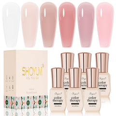 SHOYUM kit box front showing six jelly gel polishes and gift packaging benefit