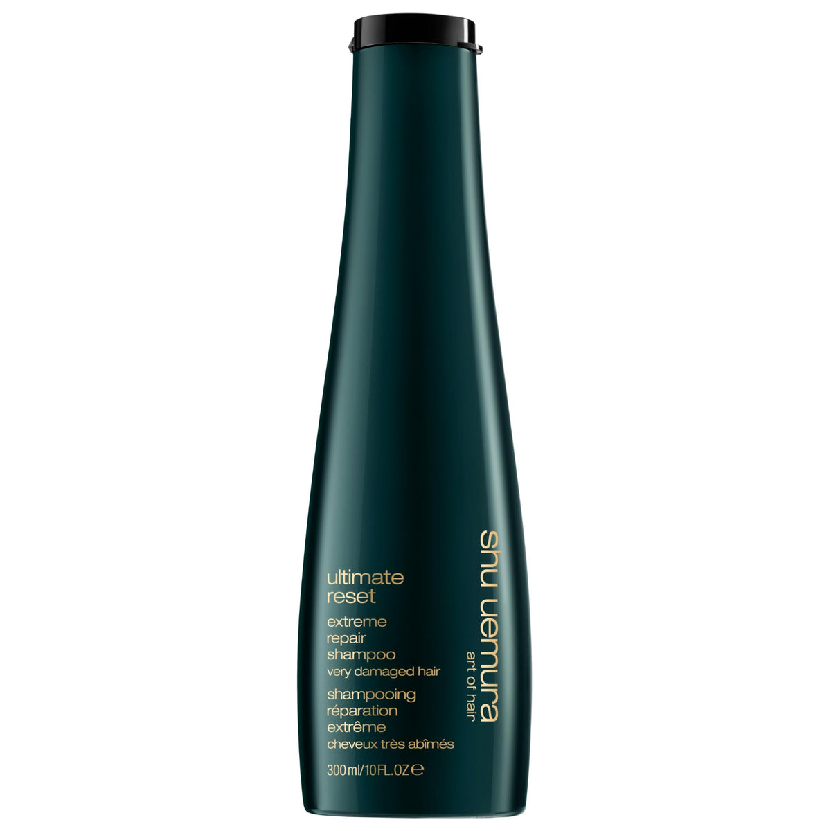 shu uemura bottle front showing sleek design and restorative promise