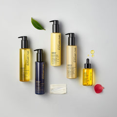 shu uemura on bathroom vanity lifestyle shot suggesting daily routine convenience
