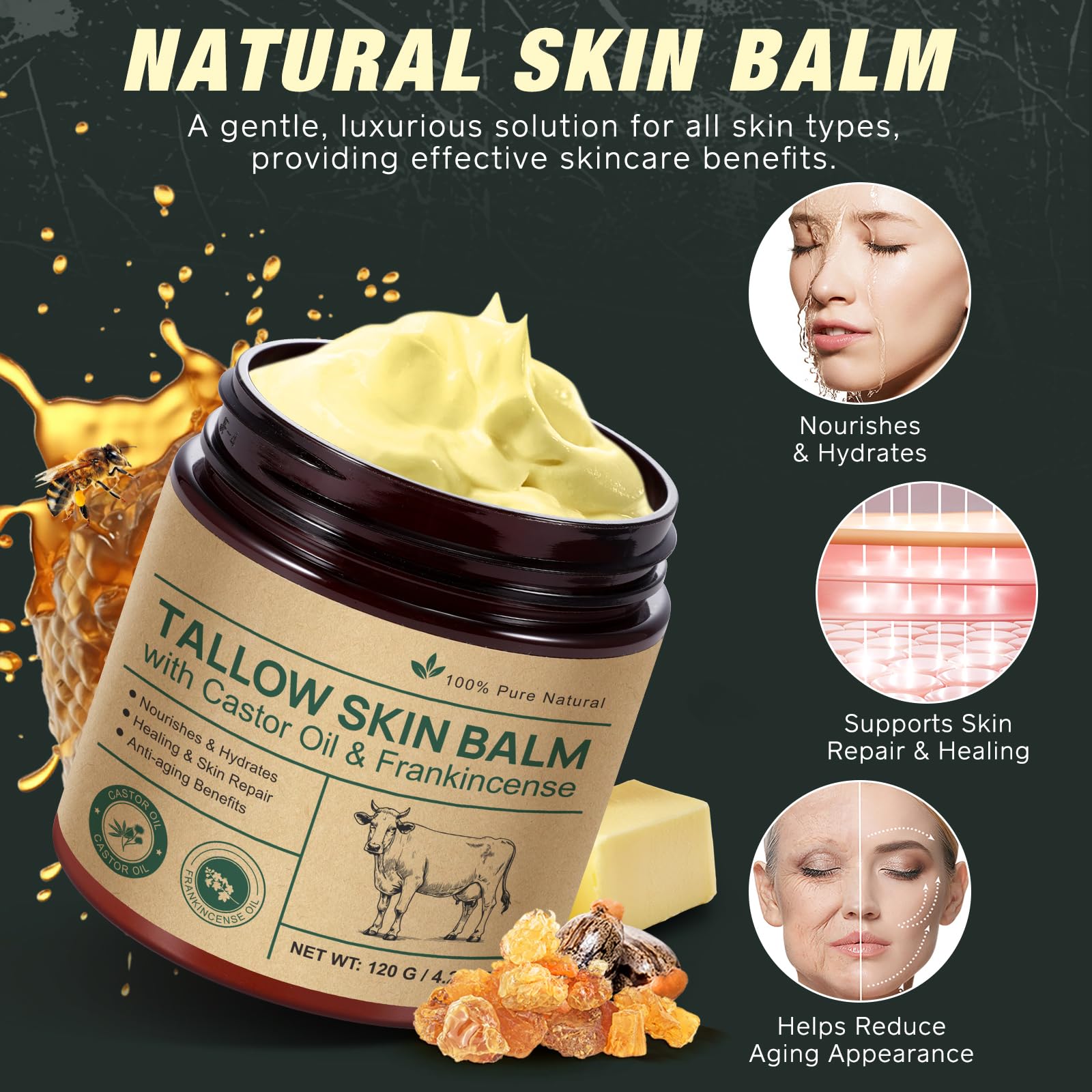 Shuangjia castor oil and frankincense ingredients highlighting natural nutrients