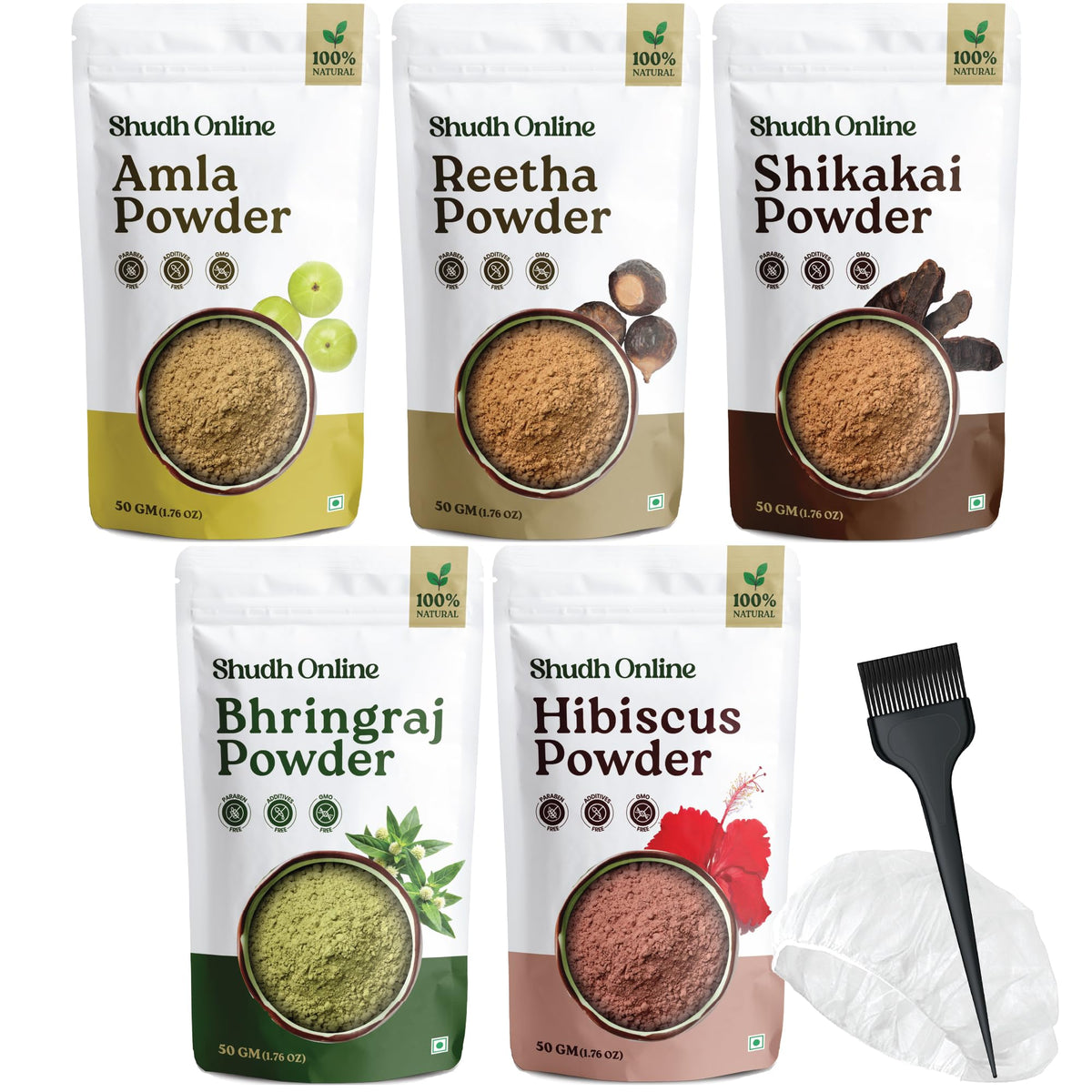 Shudh Online front packaging showing full 250g hair mask and labels, clearer routine