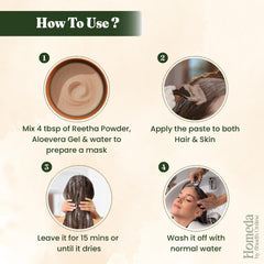 Shudh Online powder applied to scalp during wash, gentle cleansing benefit
