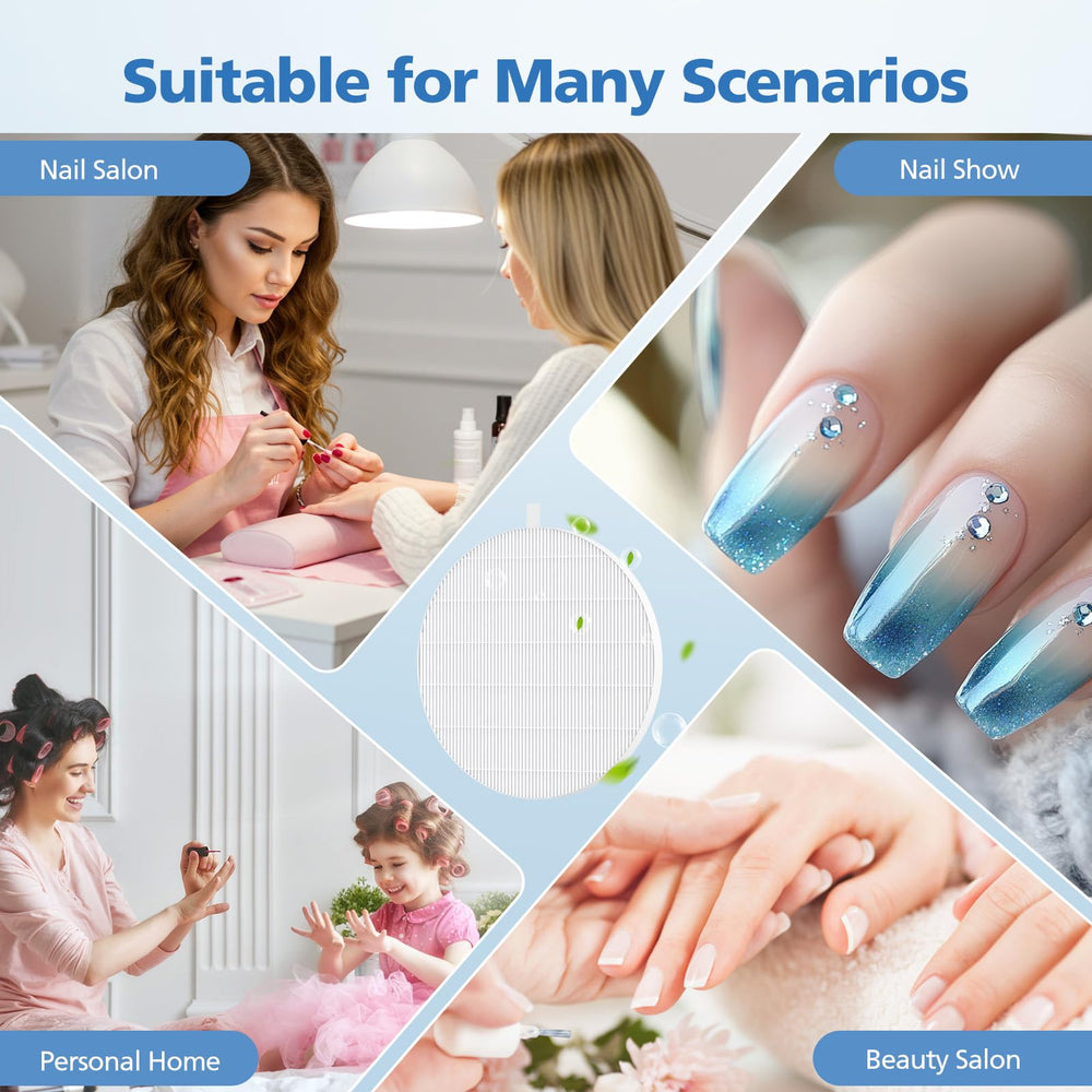 ShufudeJa filter on a nail workstation showing cleaner workspace benefit