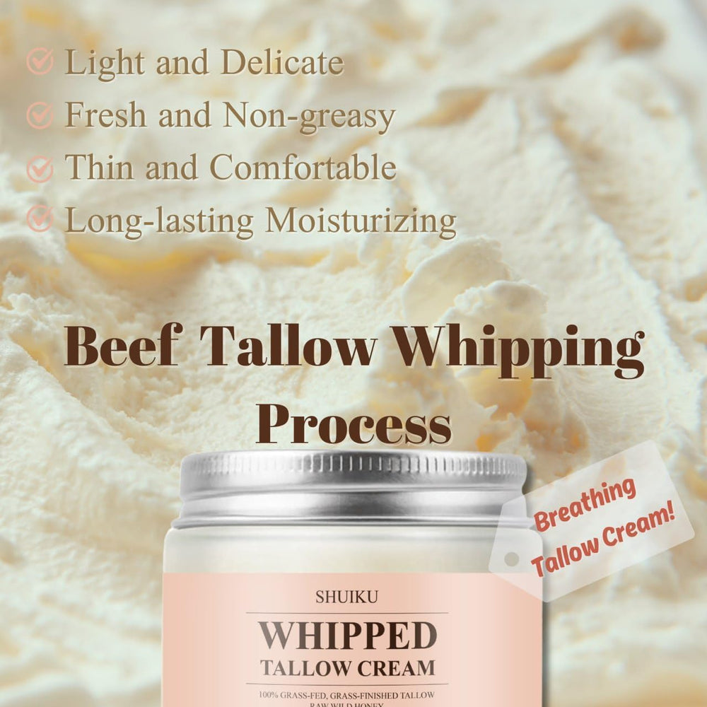 SHUIKU beef tallow and honey ingredients displayed for natural nourishment