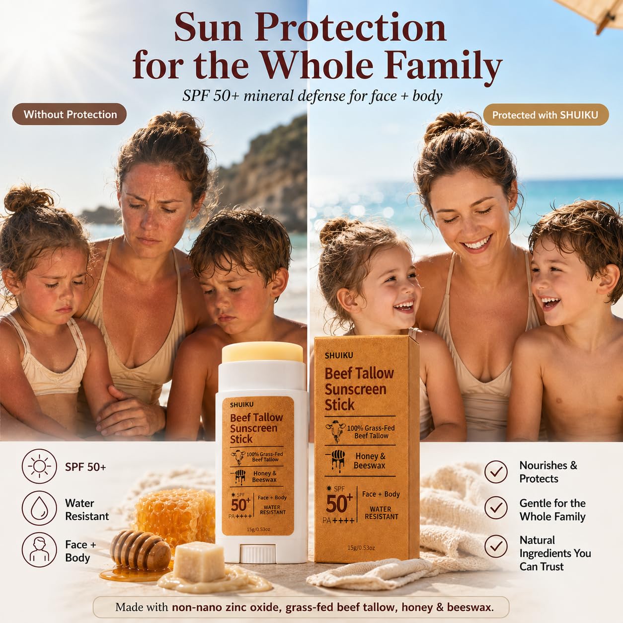 SHUIKU close-up texture with tallow and honey for moisturizing benefit