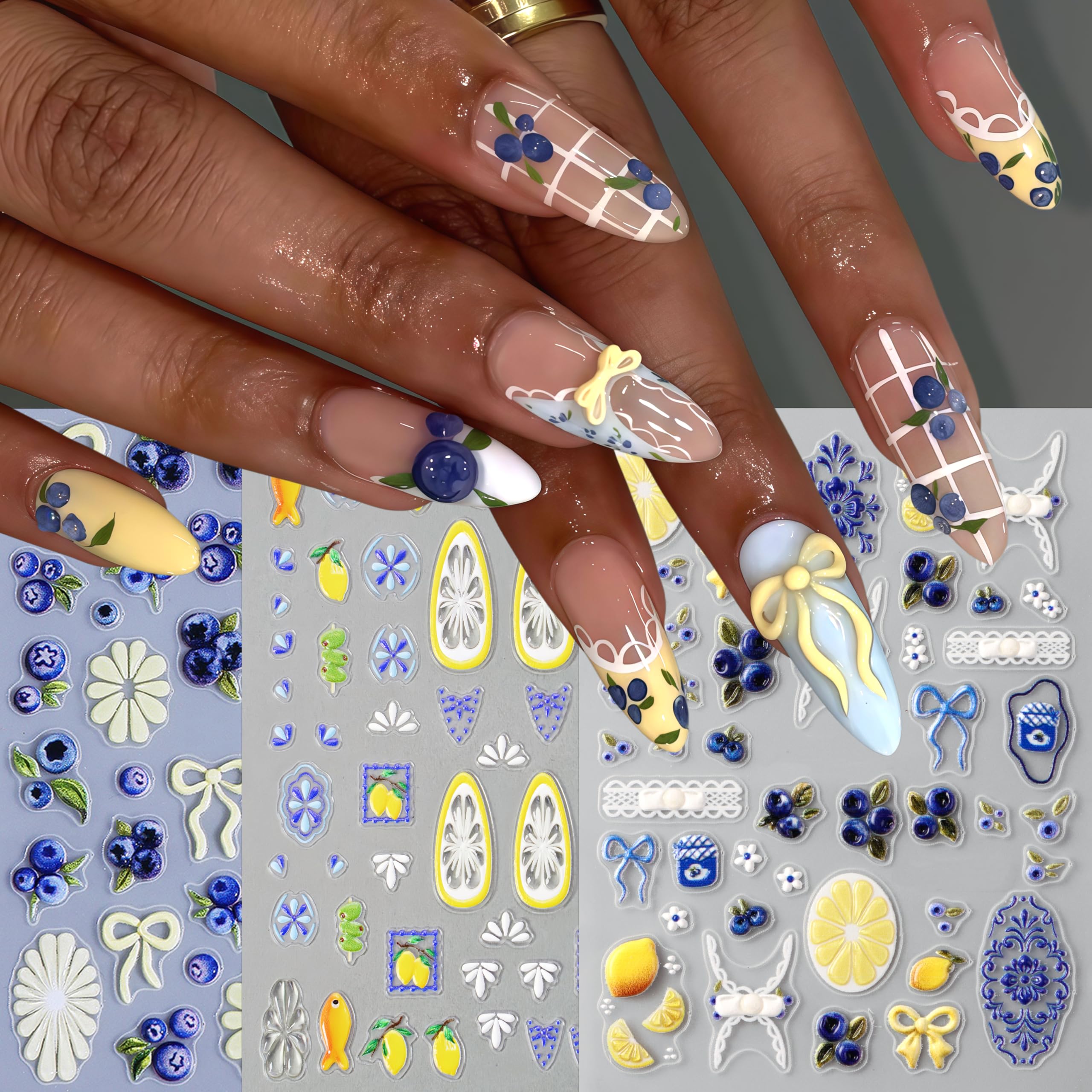 SHUXILIN decals applied to acrylic nails for salon-quality look