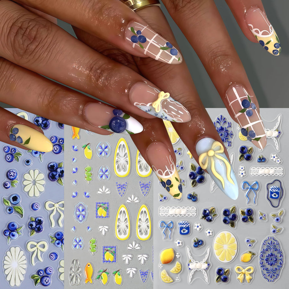 SHUXILIN decals applied to acrylic nails for salon-quality look