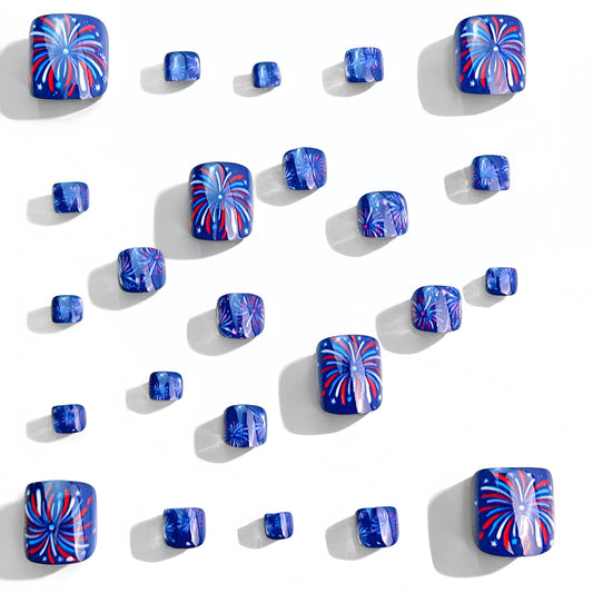 SHUXILIN close-up of fireworks and star nail art, showcasing glossy decorative detail