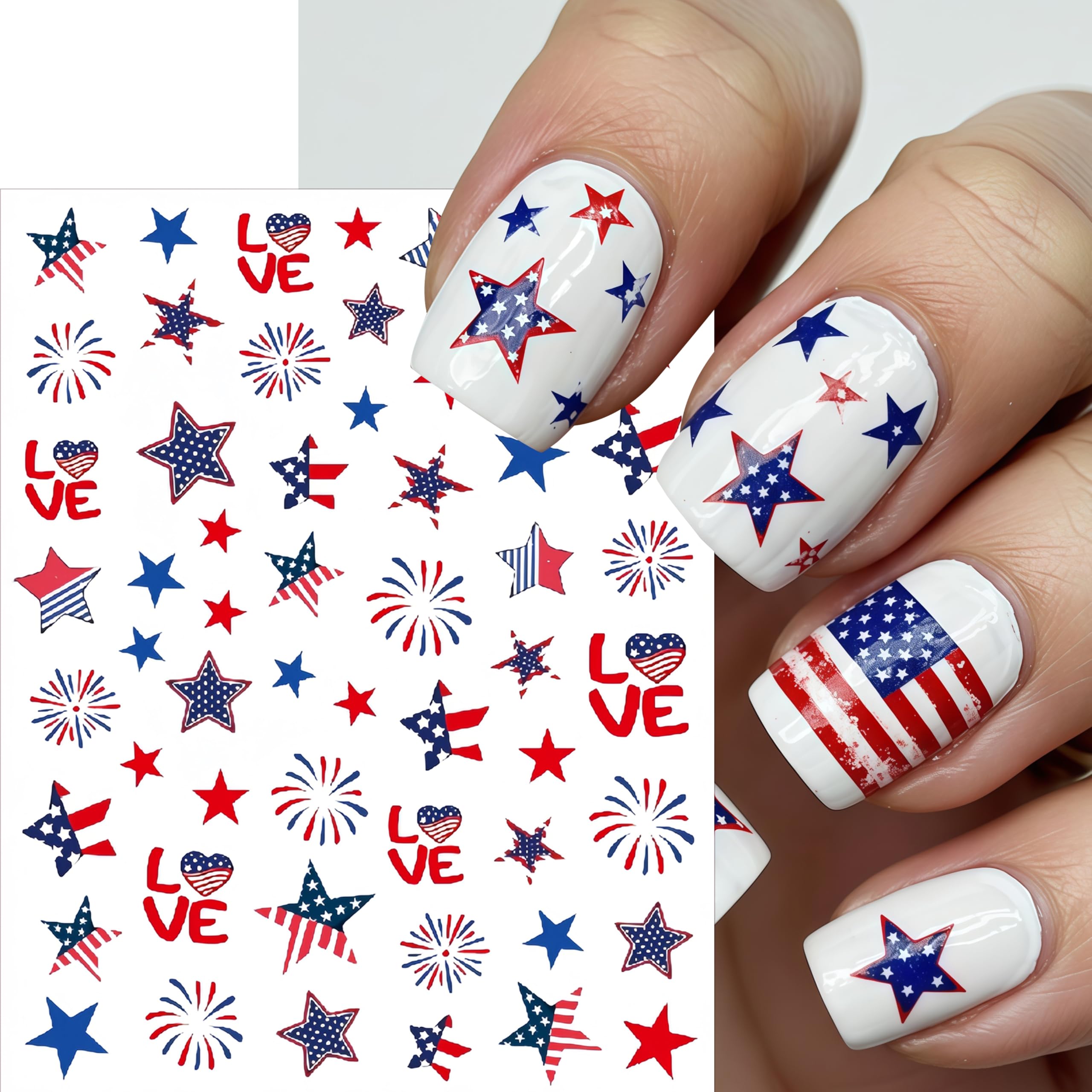 SHUXILIN full sheet view with flags and fireworks for varied nail-layout ideas