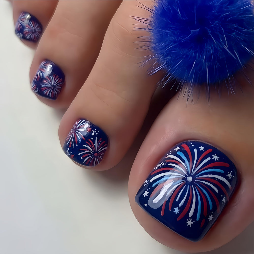 SHUXILIN front packaging showing 24-piece patriotic toe nail kit, perfect for holiday pedicures
