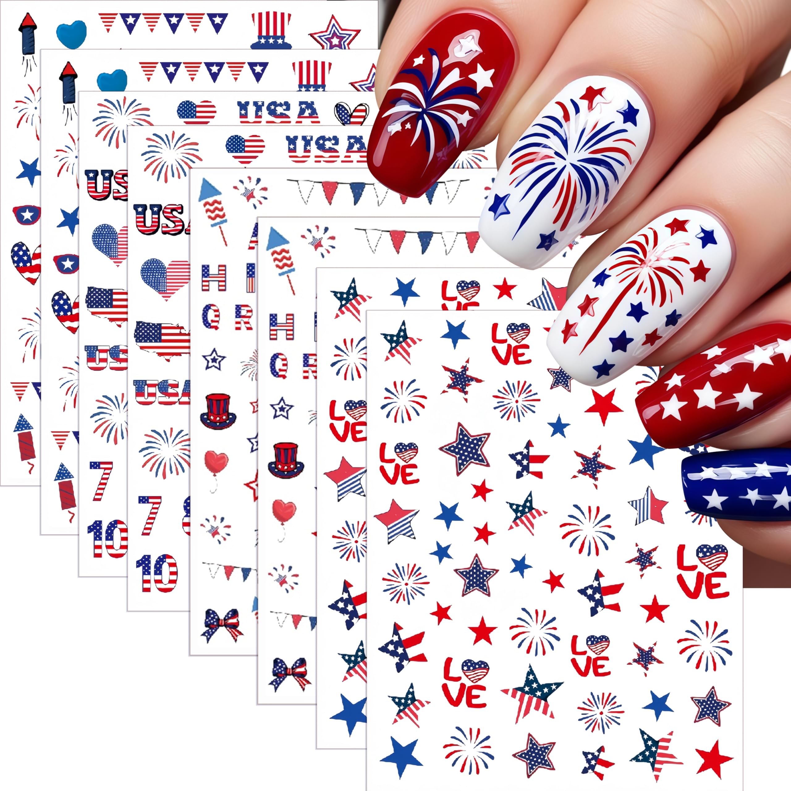 SHUXILIN front packaging showing all eight patriotic sticker sheets for easy selection