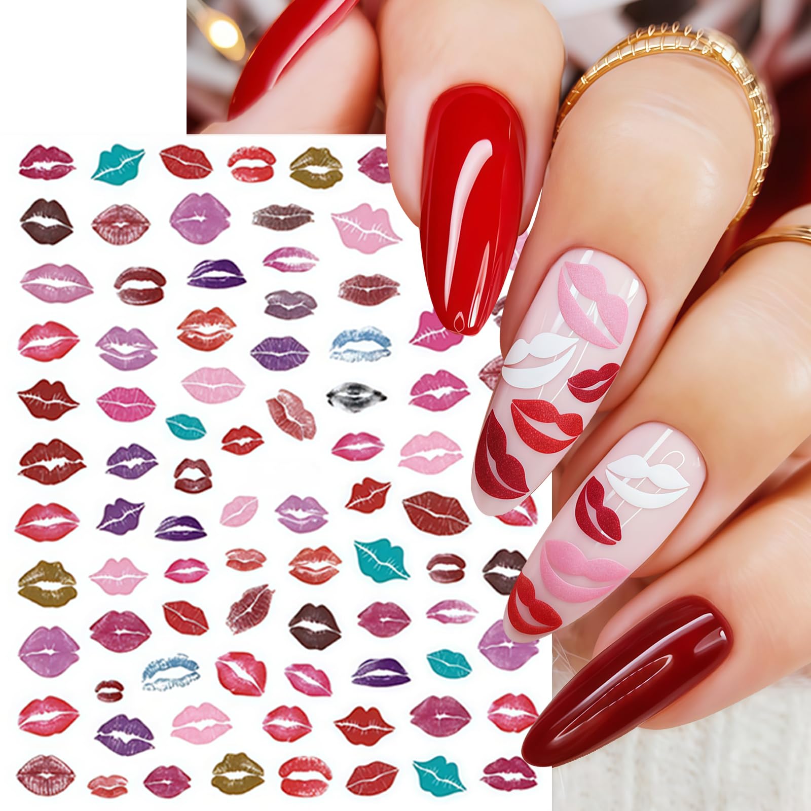 SHUXILIN single nail with red lip decal, demonstrates bold accent for instant style