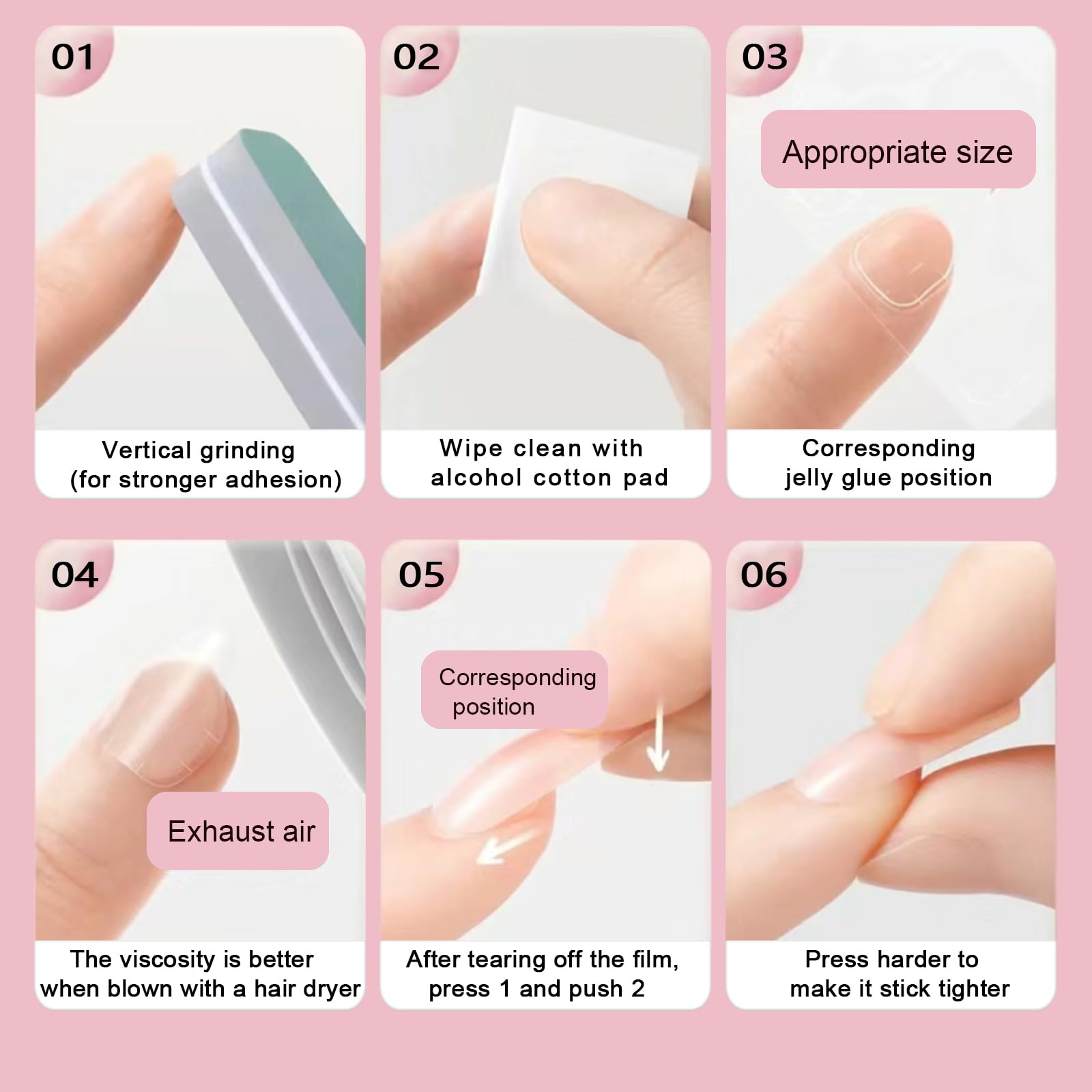 SHUXILIN step-by-step press-on application, quick salon-style nails at home