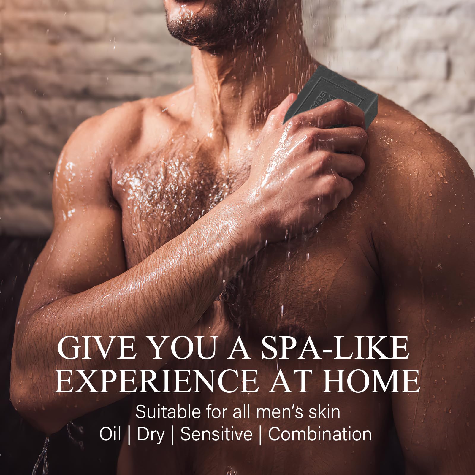 SHVYOG bars styled in a shower setting suggesting daily grooming routine