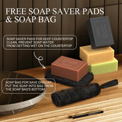 SHVYOG soap bag and soap pad included for longer-lasting bars