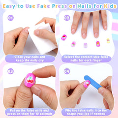 shynek child hand wearing nails demonstrating easy press-on use and fun styling