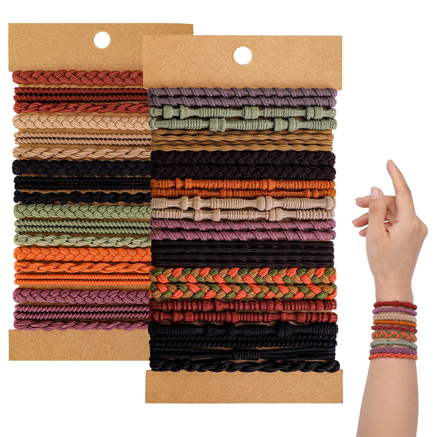 SIADEE front packaging showing 48-piece boho hair ties, convenient gift set