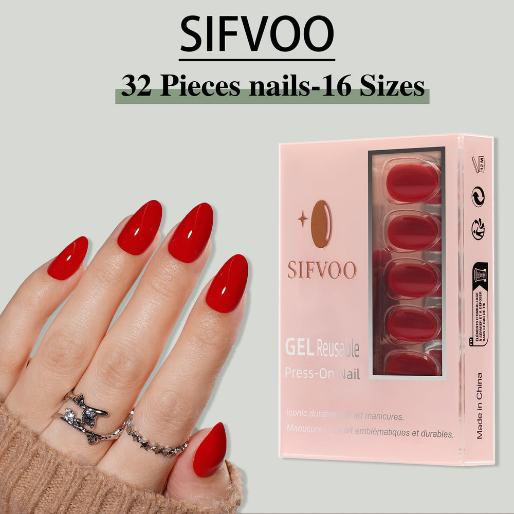 Sifvoo kit contents laid out including glue, tabs, file and cuticle stick for full application