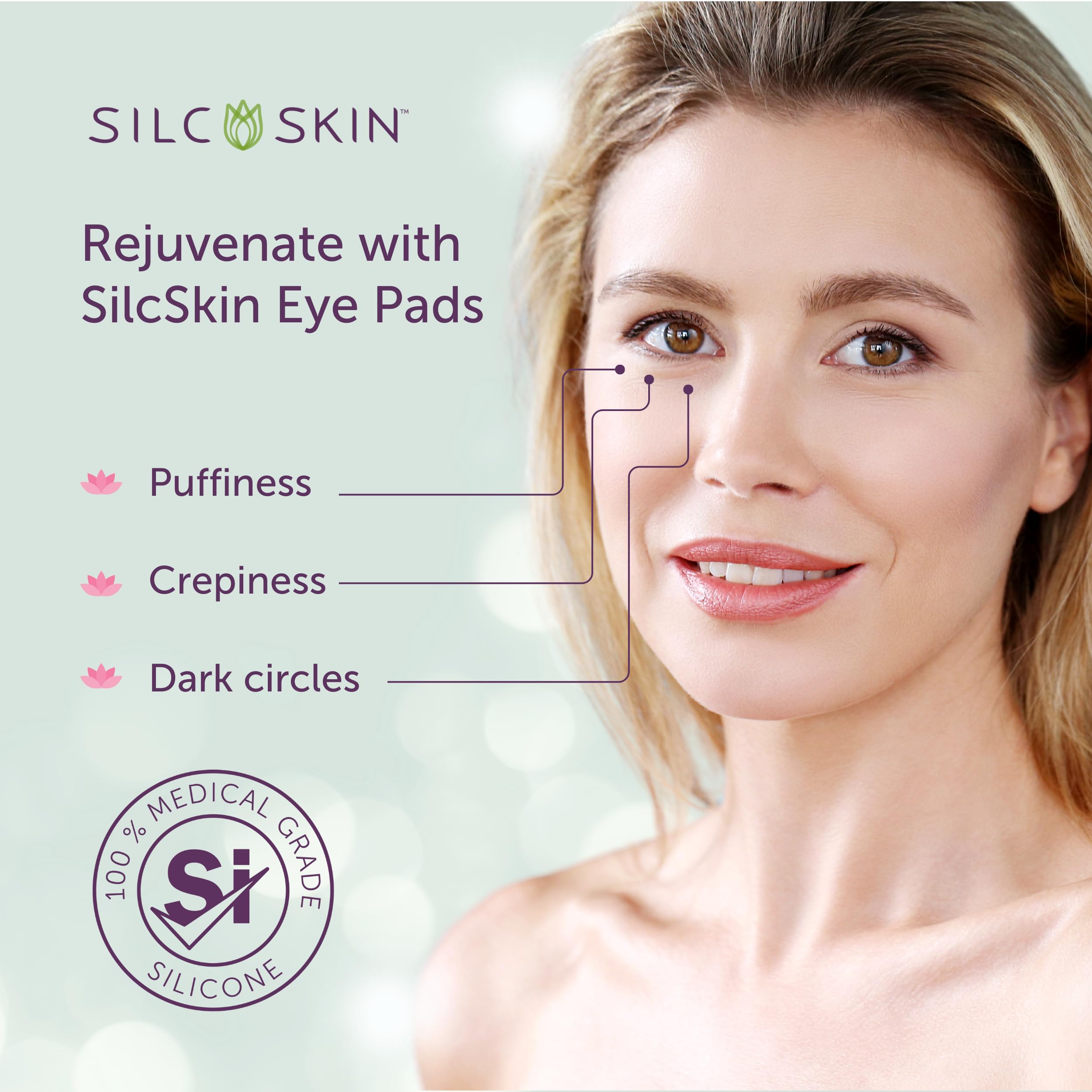 Silc Skin single silicone eye pad close-up highlighting thin profile
