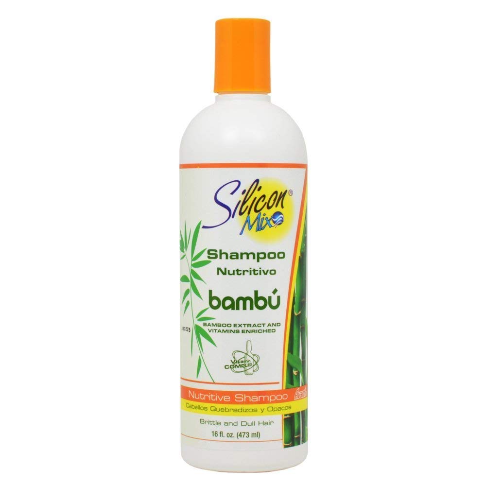 Silicon Mix bamboo shampoo front packaging showing nourishing formula and added shine