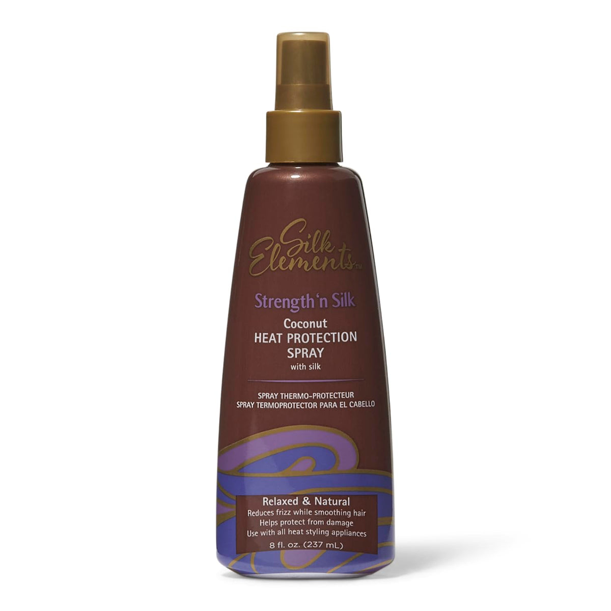 Silk Elements front bottle showing label and coconut scent benefit