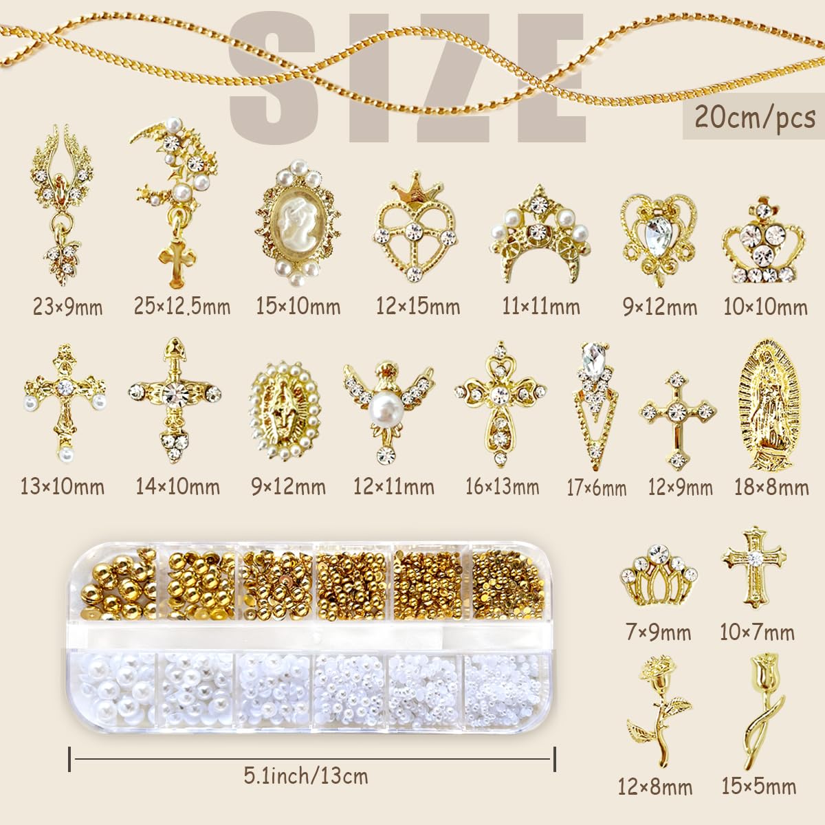 SilkRoselw gold nail chains and dangle charms highlighting movement and layered effects