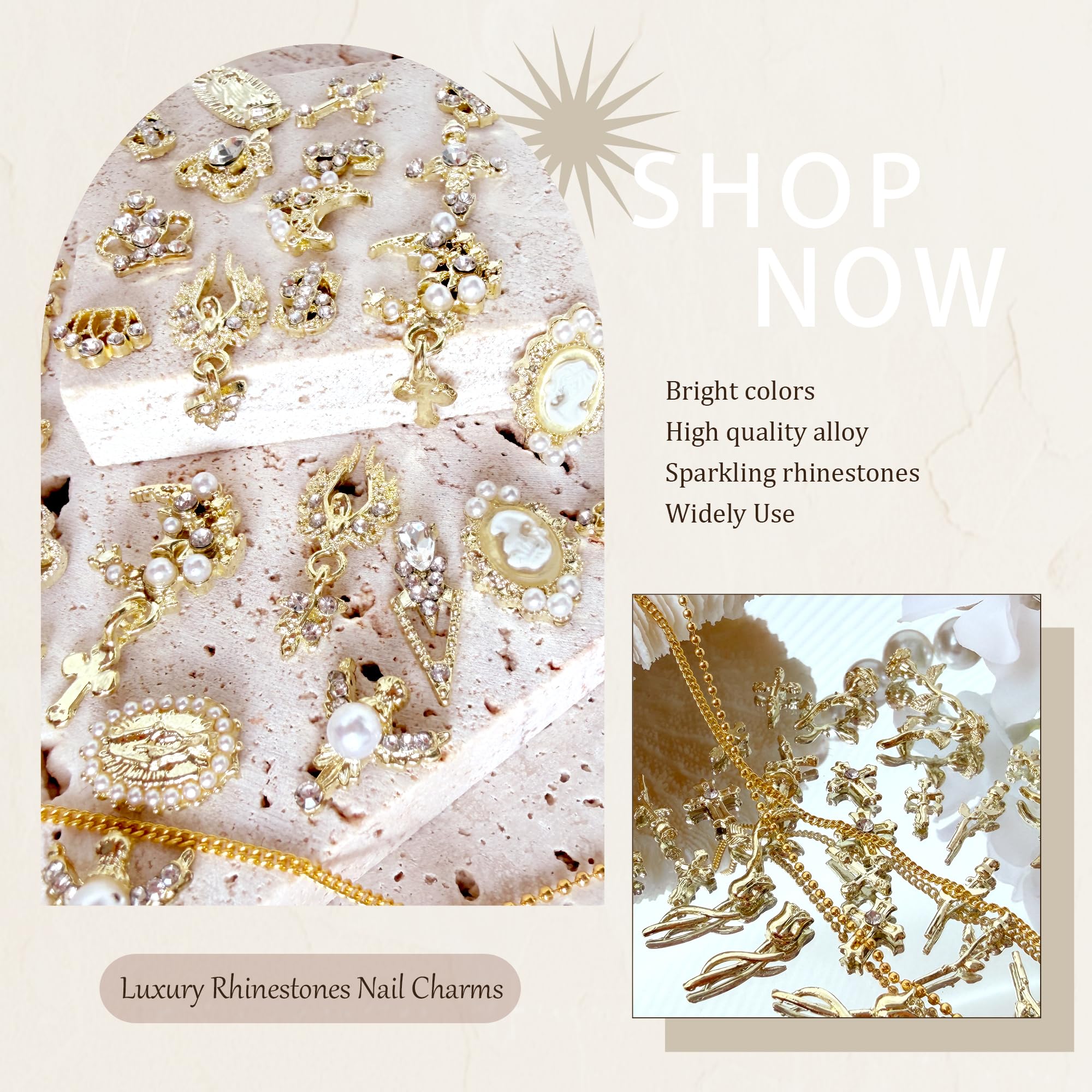 SilkRoselw compartment box with flat-back pearls displaying size variety for design options