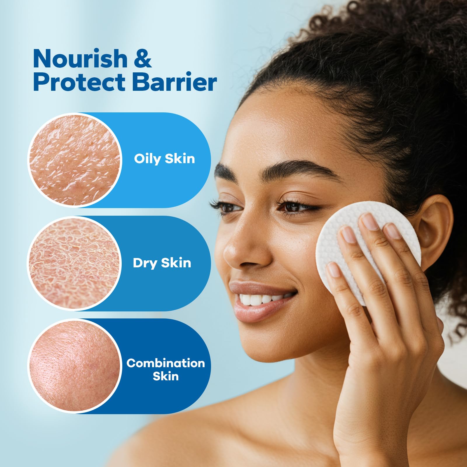 SilkyShark pad being applied to face for controlled exfoliation benefit