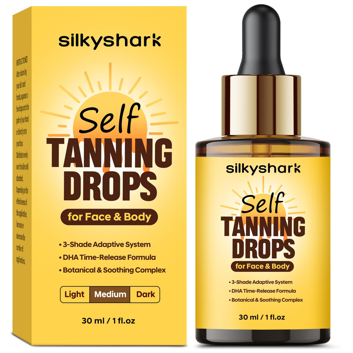 SilkyShark front packaging showing 1 fl oz bottle and label for clear identification and trust