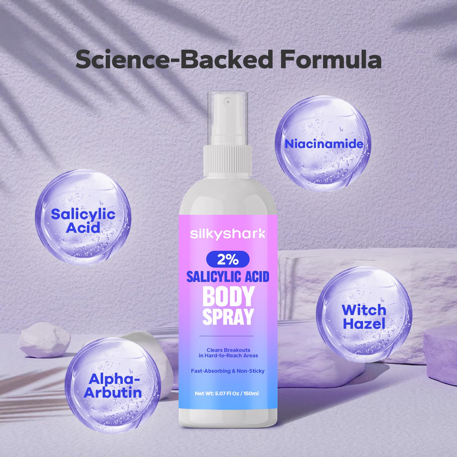 SilkyShark spray texture on hand absorbing quickly for non-sticky feel