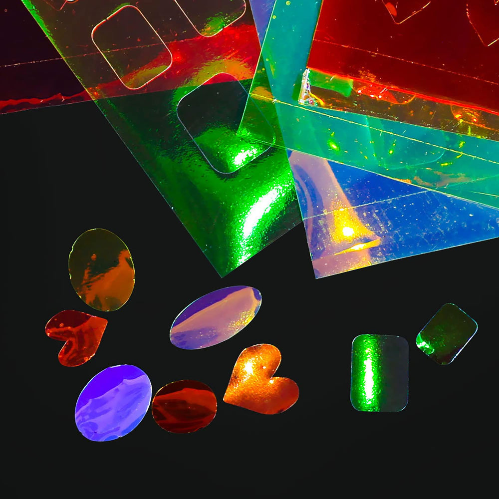 SILPECWEE detail on acrylic nail using foil showcasing durable holographic finish benefit