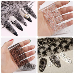SILPECWEE black floral foil sheet flat-lay demonstrating high-contrast detail for bold designs