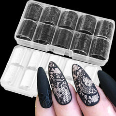SILPECWEE front packaging showing 20 lace nail foil rolls and patterns for easy selection
