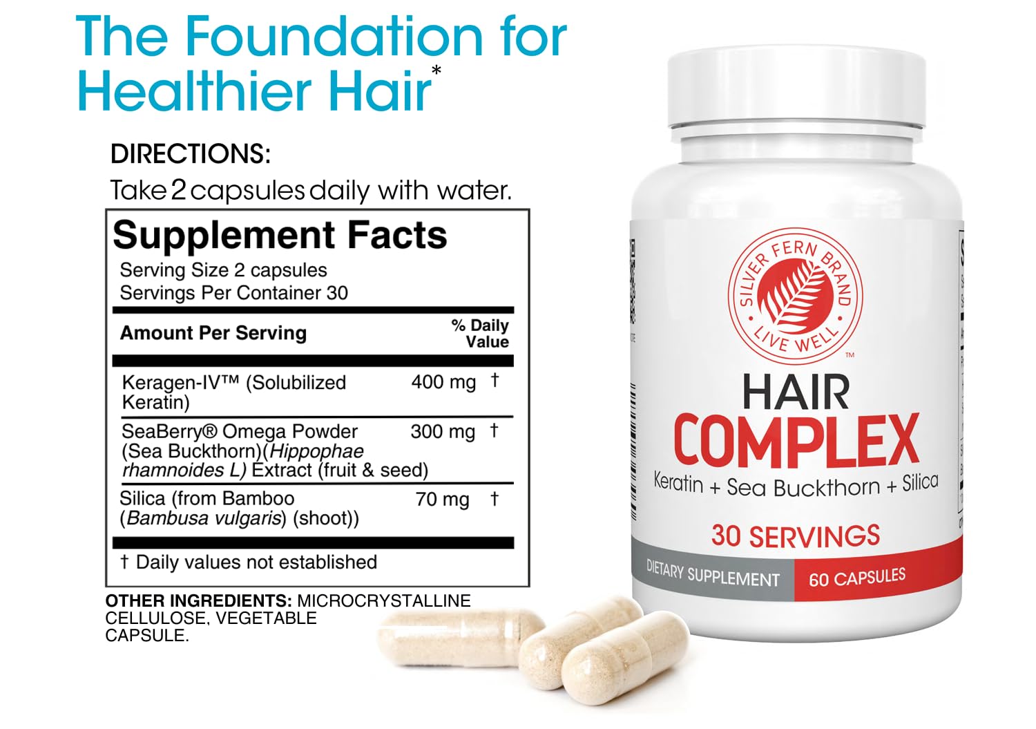 Silver Fern label closeup highlighting ingredient list and formulation transparency benefit