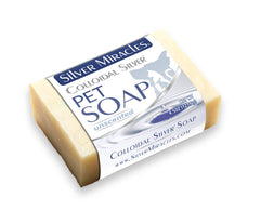 Silver Miracles front packaging showing natural pet soap and clean coat benefit