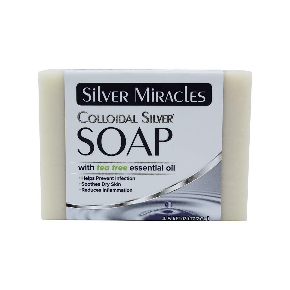 Silver Miracles front packaging showing natural soap bar and clear labeling, gentle cleansing benefit