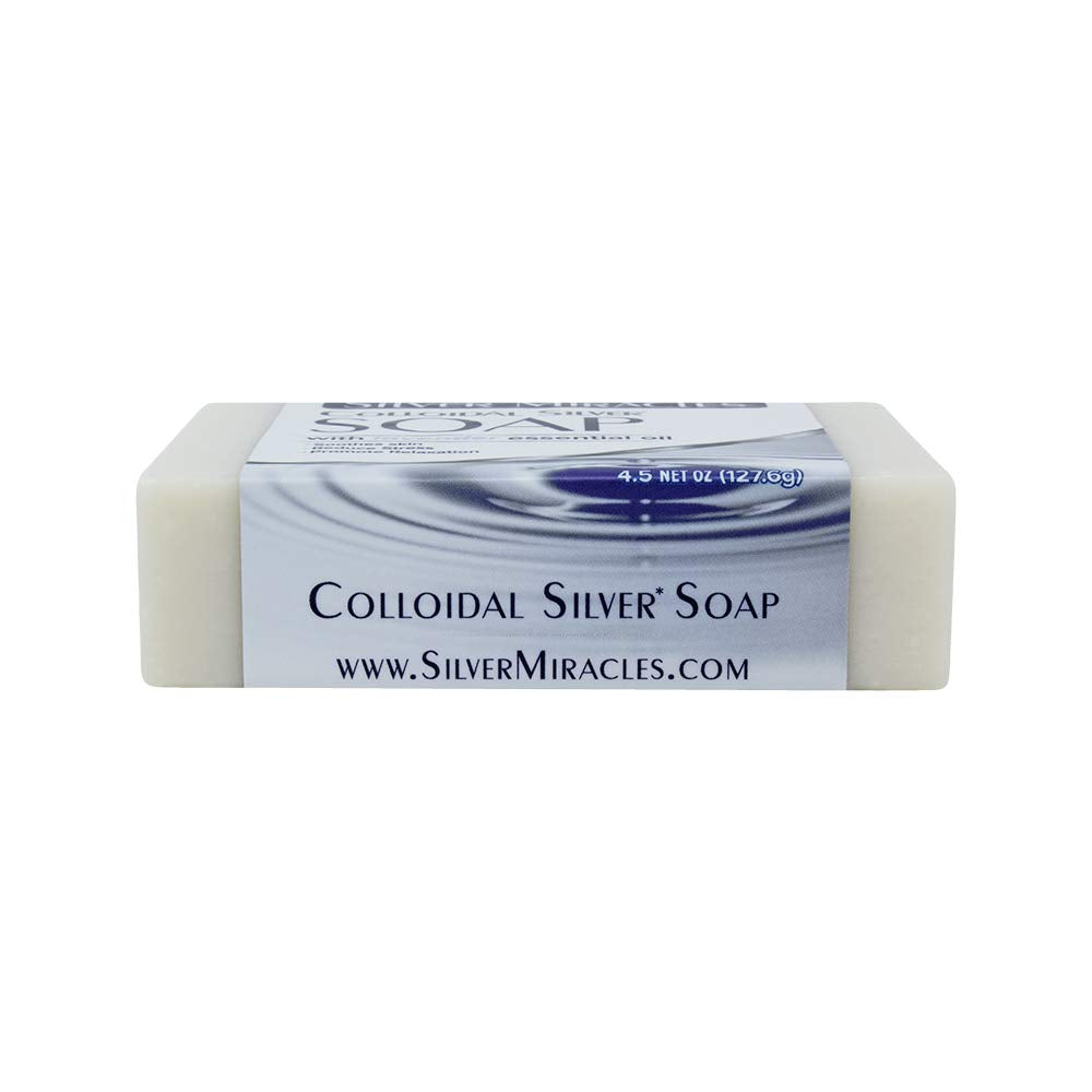 Silver Miracles soap placed on draining dish in bathroom demonstrating easy drying and longevity