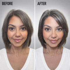 Silverist before and after subtle neutralizing of yellowing for brighter hair